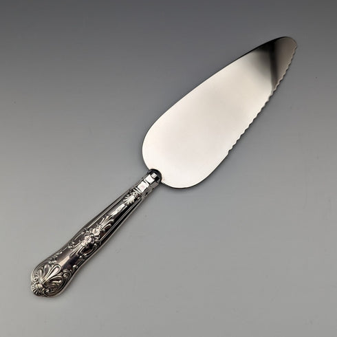 1973 British Vintage Sterling Silver Handle Cake Slicer Boxed Harrison Brothers